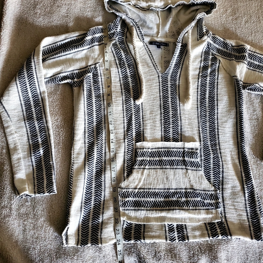 Ocean Drive Stripe Printed Baja Hoodie Beachy Boho Streetwear - Picture 7 of 8